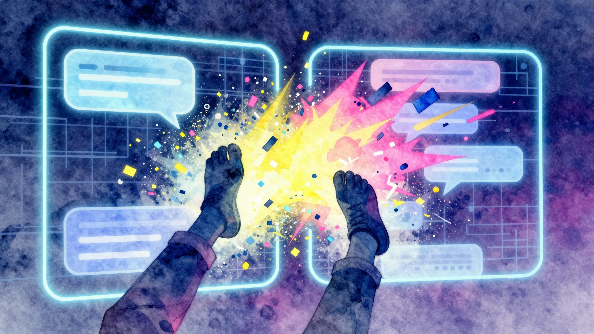 Watercolor style. A dynamic, abstract representation of a di...