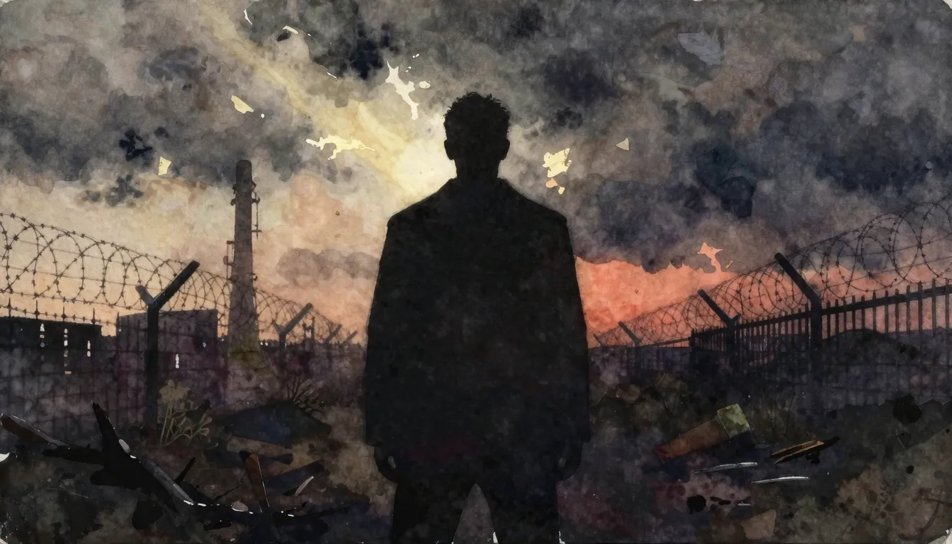 Vibrant watercolor style. Gritty, dark album cover for a Rus...