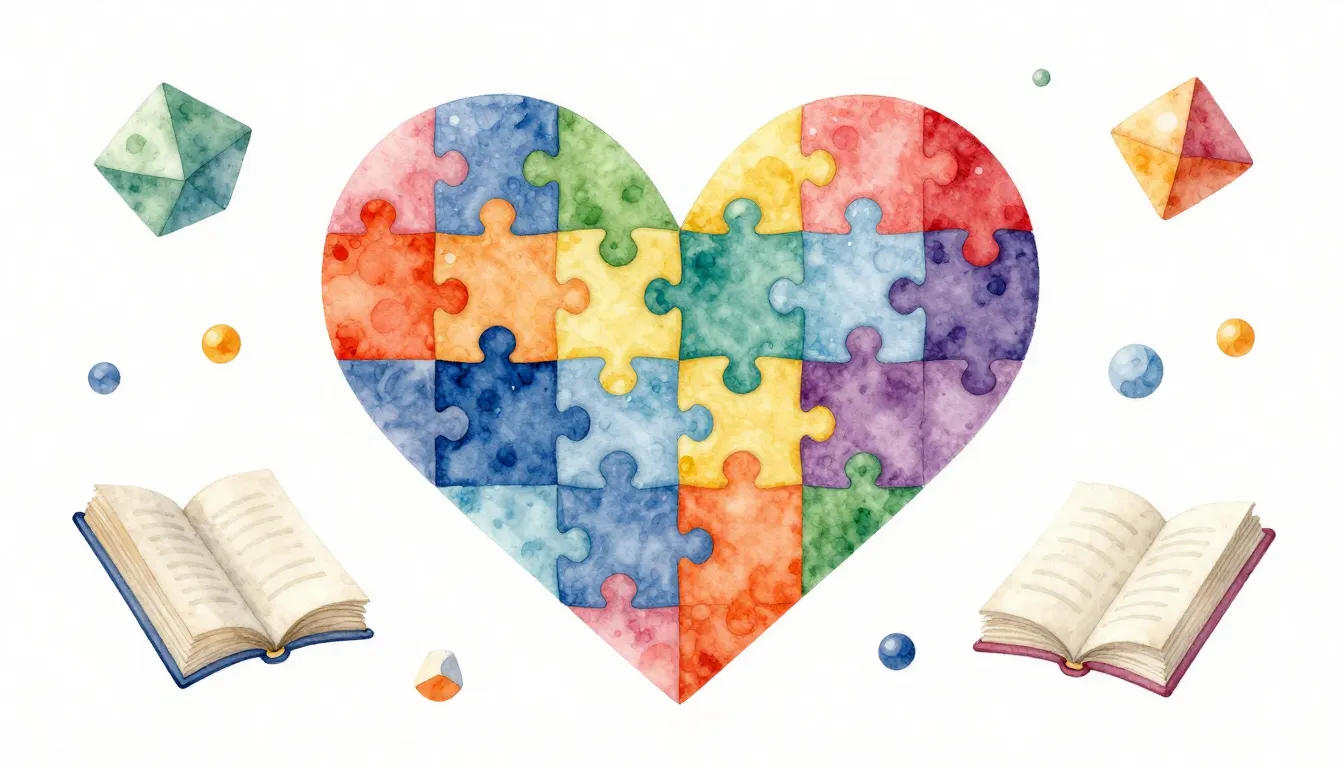 Watercolor style. Abstract composition of colorful puzzle pi...