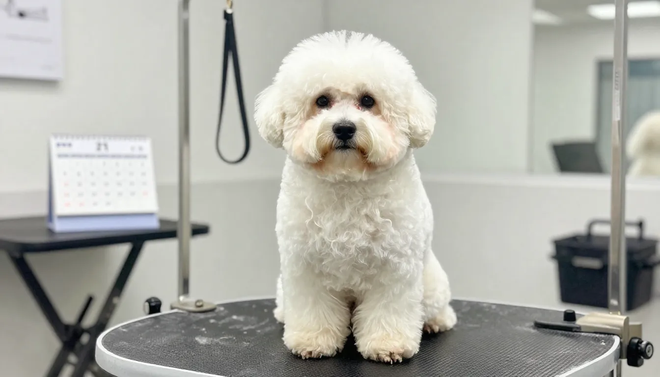 Watercolor style. A fluffy, well-groomed dog sitting proudly...