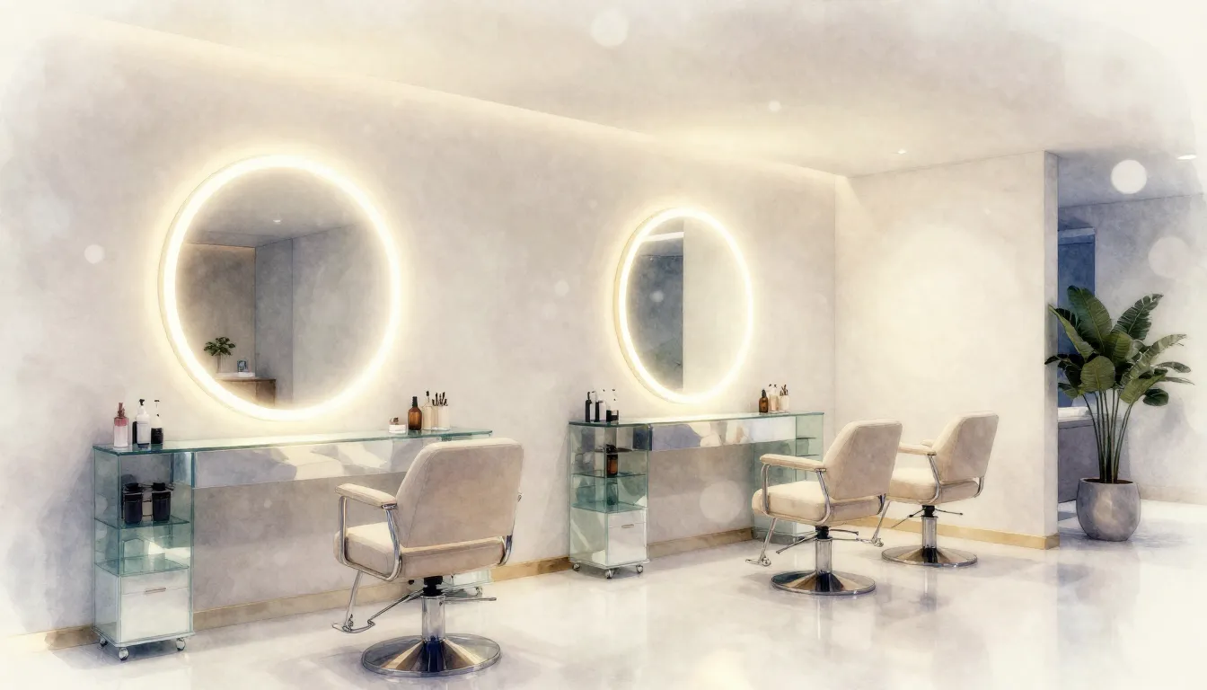 Watercolor style. Modern minimalist interior of a luxury bea...