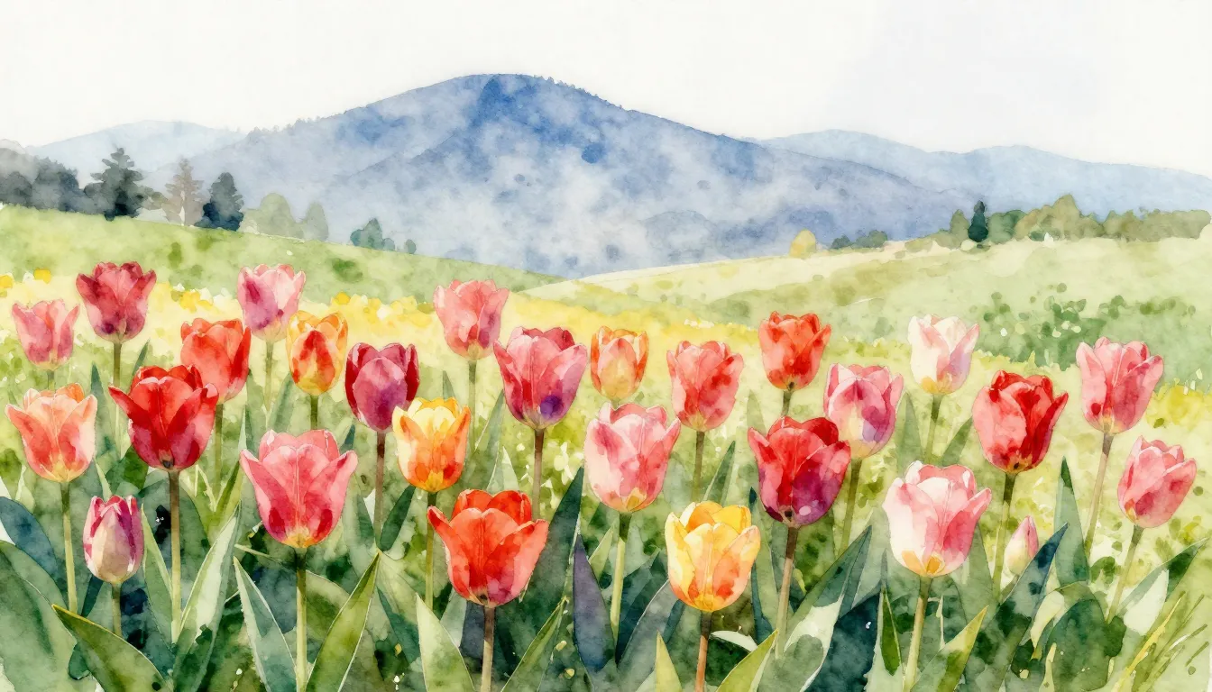 Watercolor style. A beautiful spring landscape with blooming...