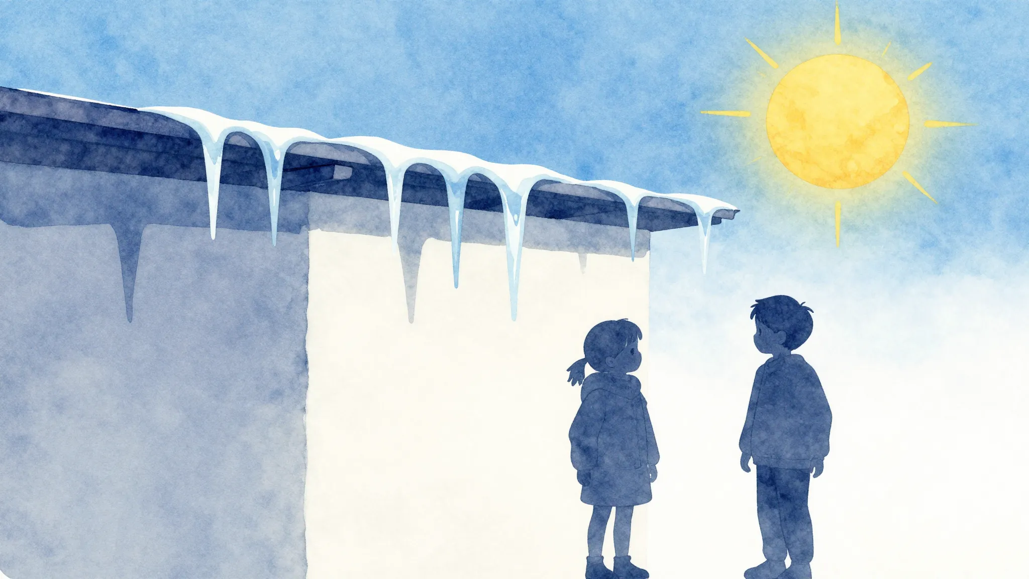 Watercolor style. Silhouette of a small child wearing a jack...