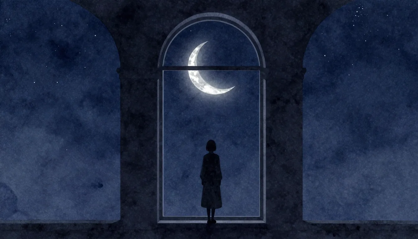 Watercolor style. A dark silhouette of a lonely figure stand...