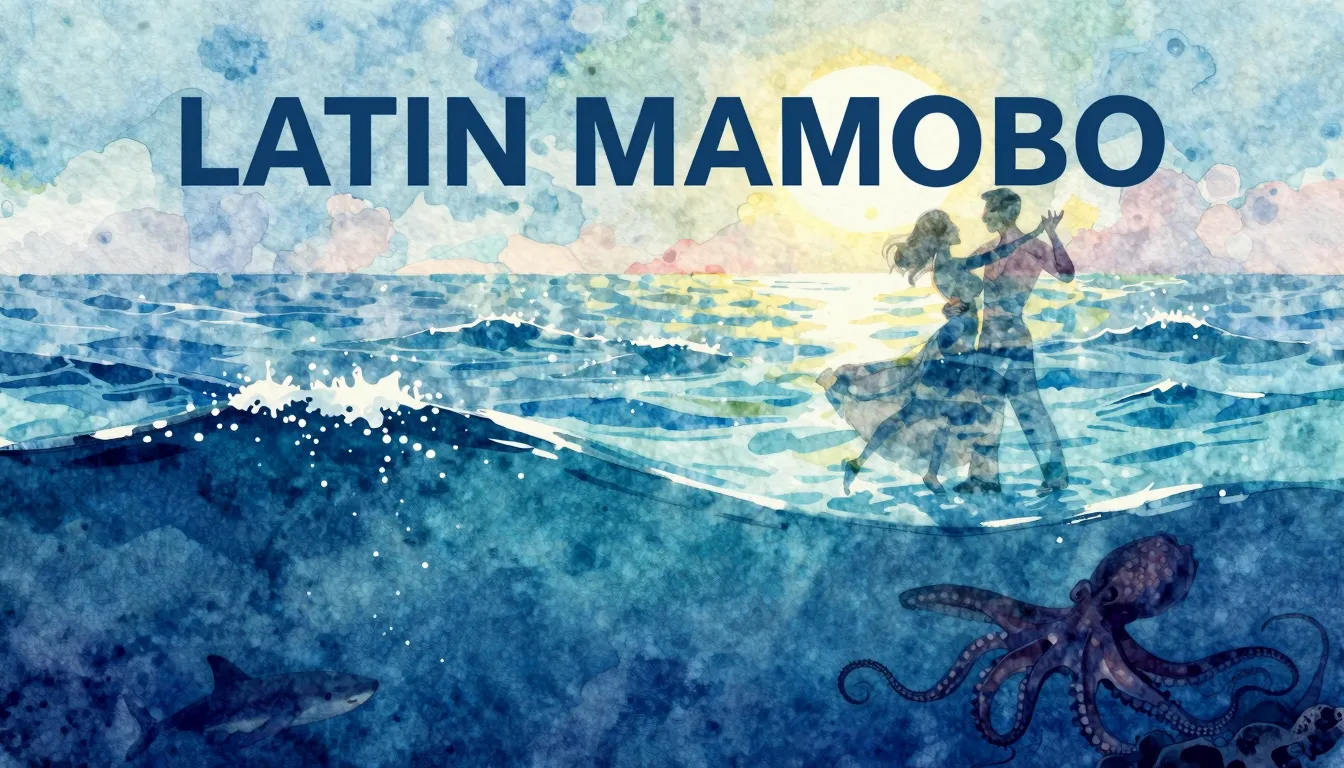 Vibrant watercolor style. Latin Mambo album cover. Vibrant o...