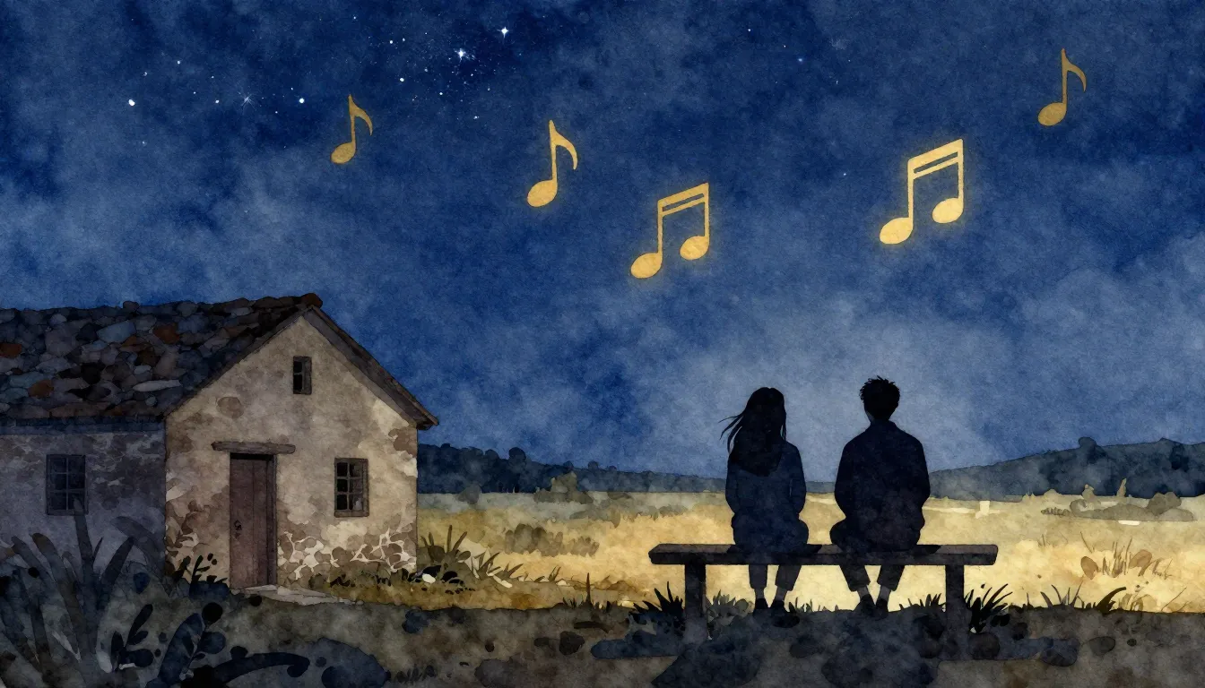 Watercolor style. Two dark silhouettes of friends sitting on...