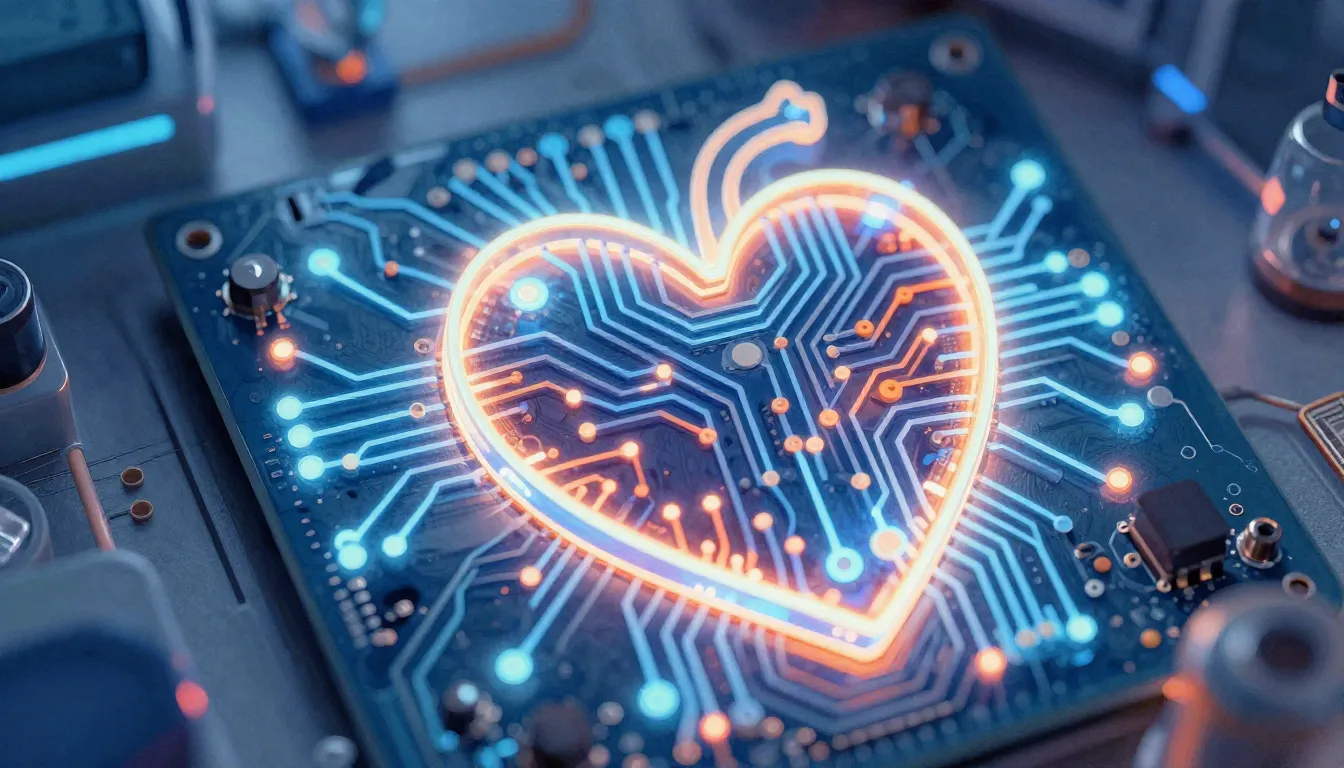 Watercolor style. A glowing digital circuit board shaped lik...