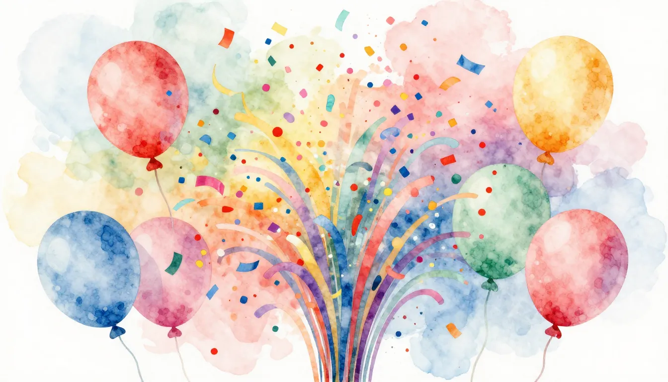 Watercolor style. Vibrant explosion of colorful confetti and...
