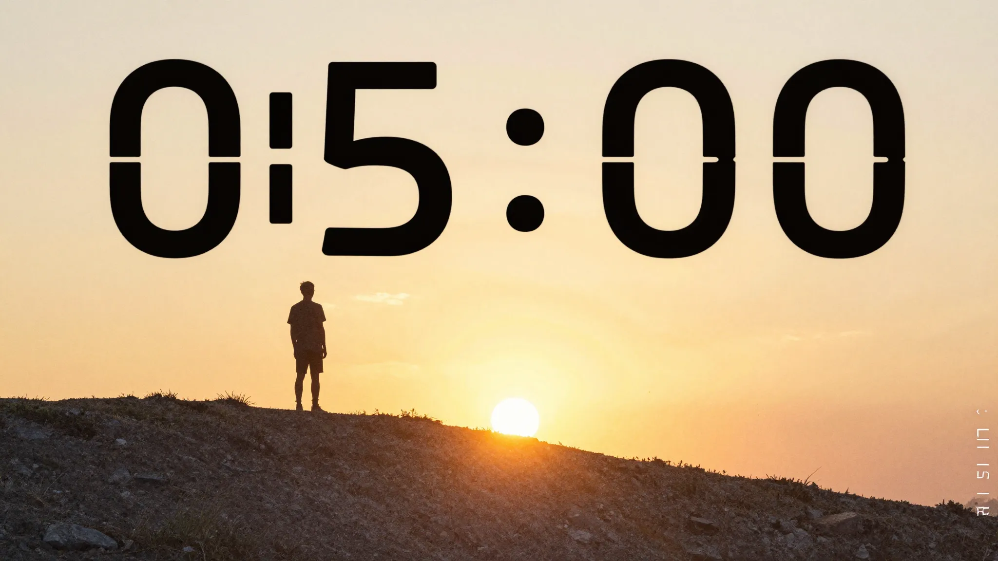 Watercolor style. Silhouette of a person on a hill, sunrise ...
