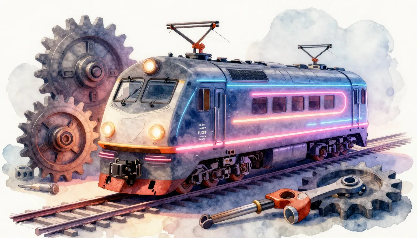 Watercolor style. A creative 3D render of a glowing electric...