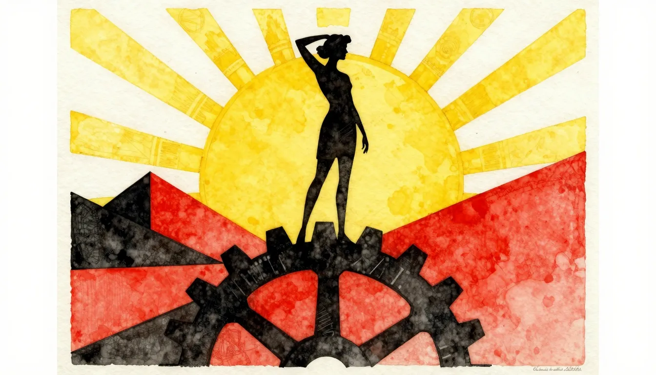 Watercolor style. Constructivism style illustration, a silho...
