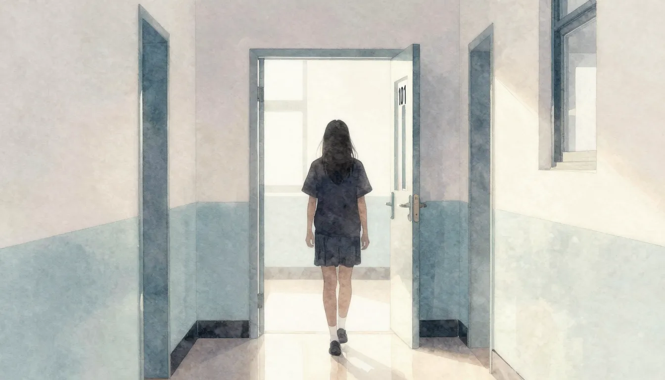 Watercolor style. Silhouette of a person in a bright school ...