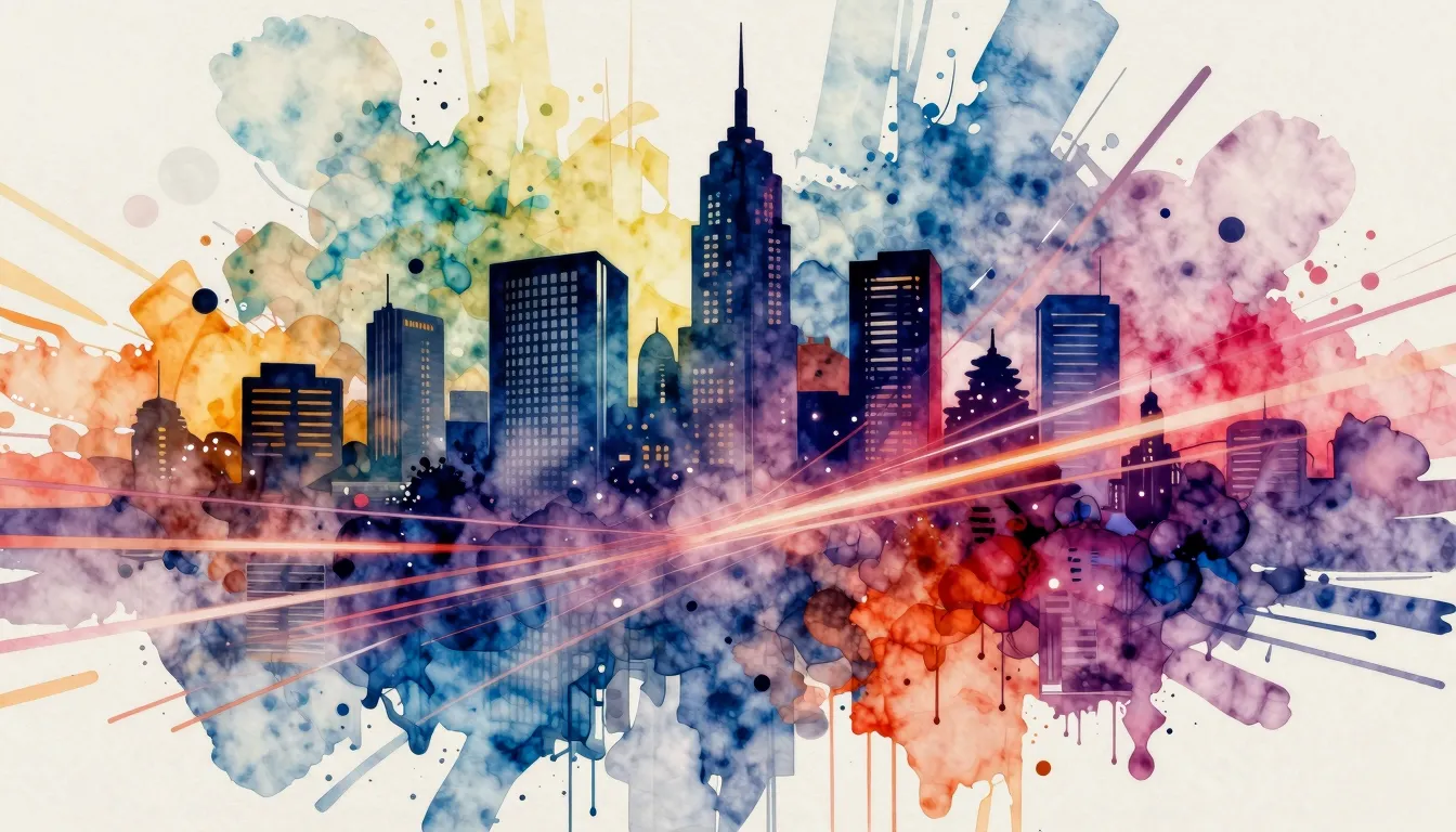 Vibrant watercolor style. Dynamic, modern dance music album ...