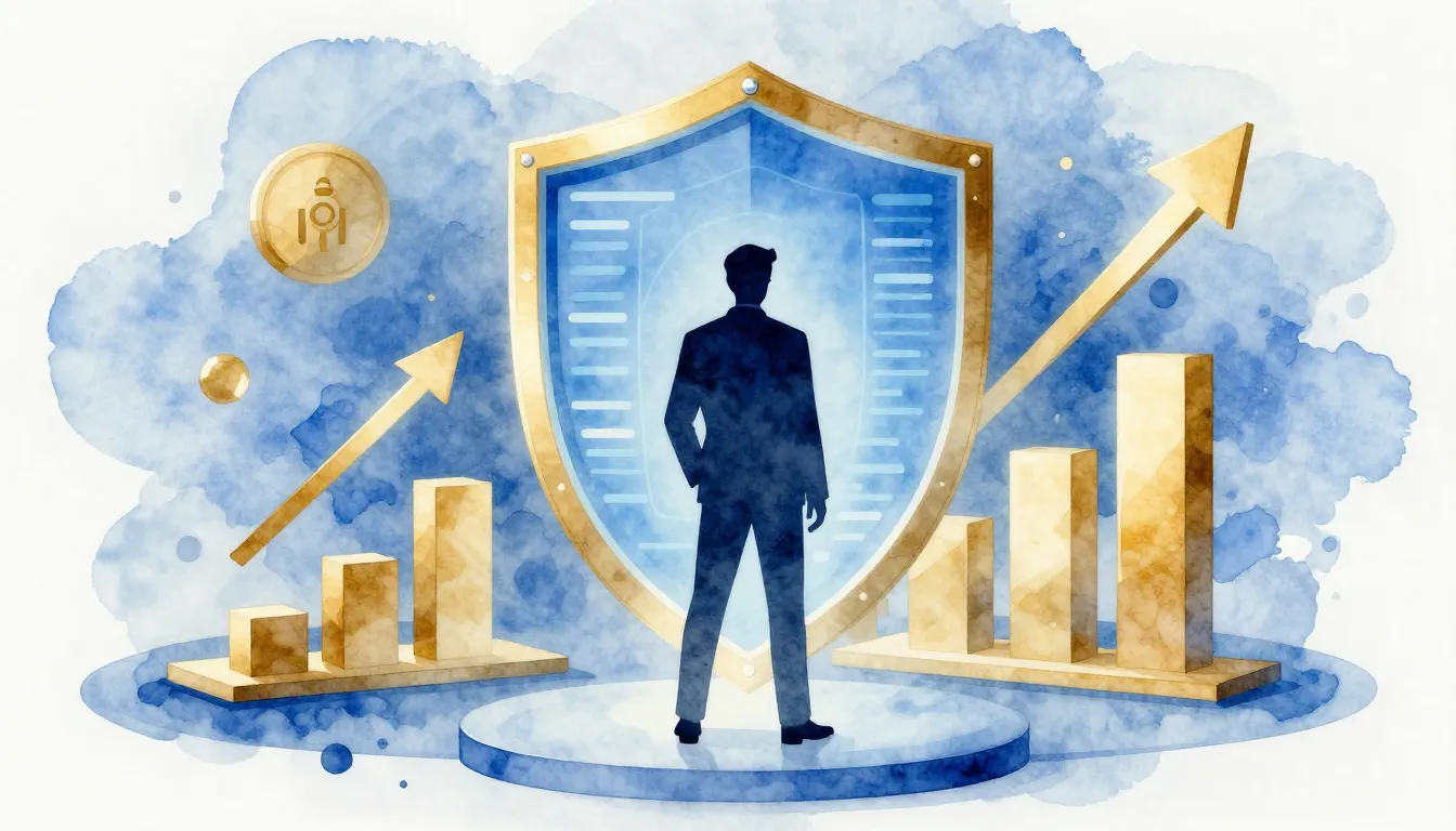 Watercolor style. A professional silhouette of a strategist ...