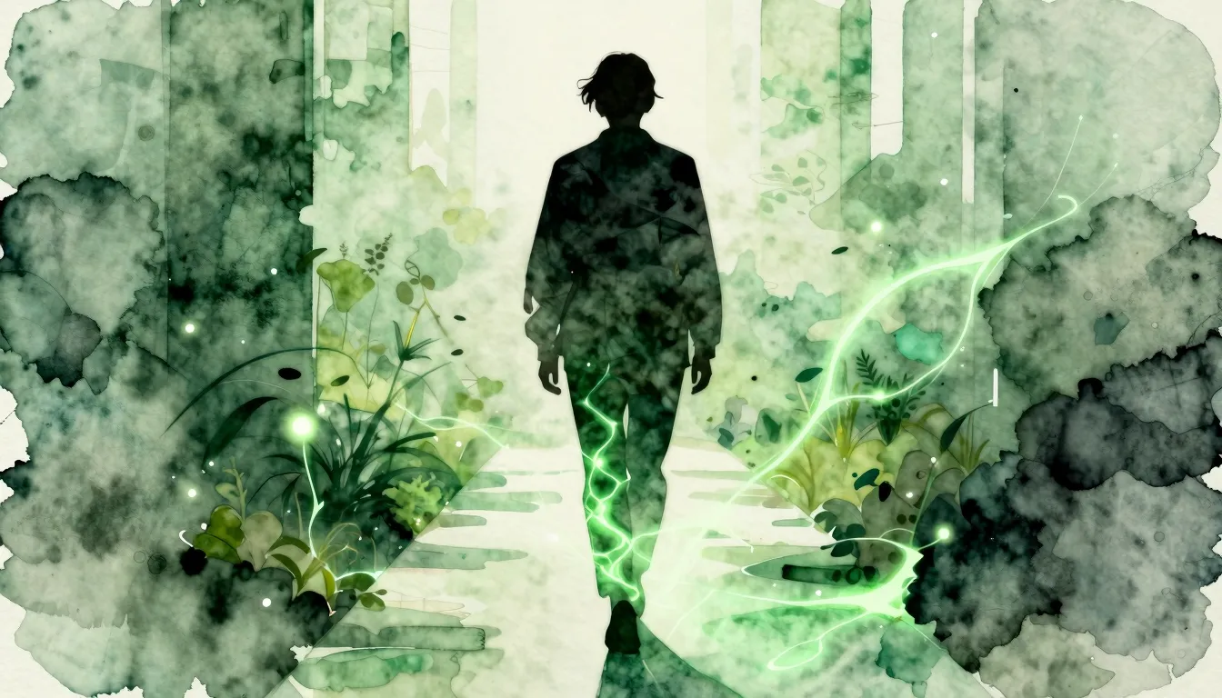 Watercolor style. Silhouette of a person walking forward on ...