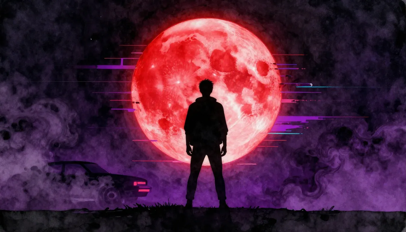 Watercolor style. Dark silhouette of a lone figure standing ...