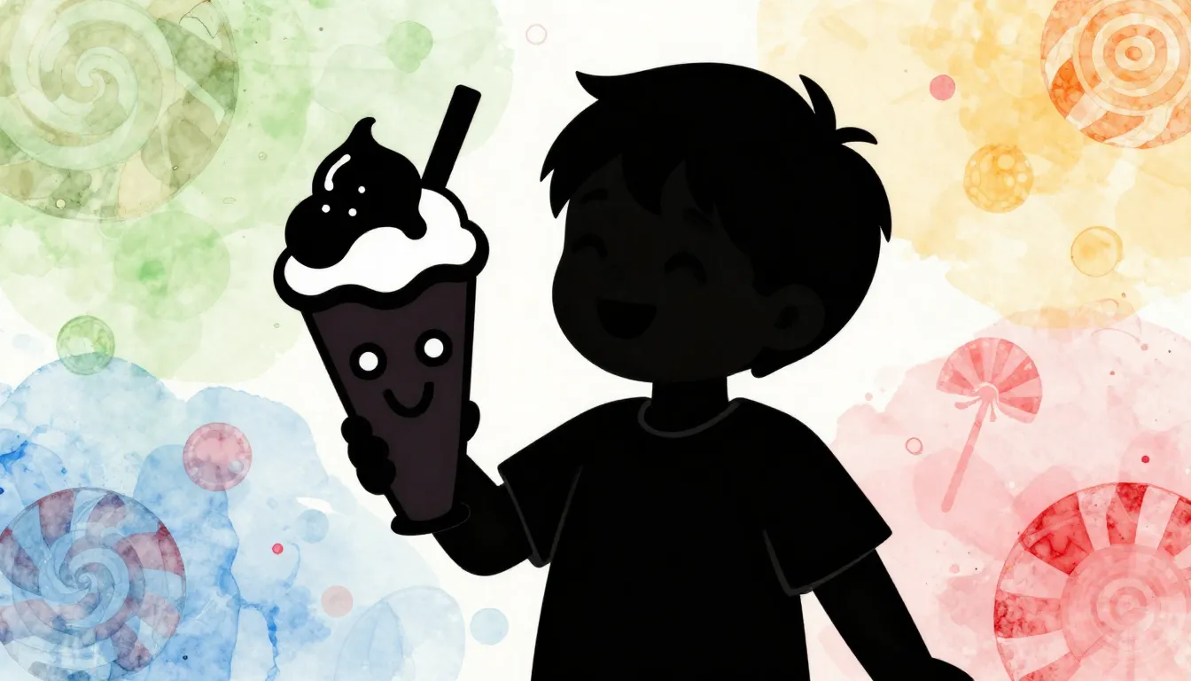 Watercolor style. Stylized silhouette of a happy child holdi...