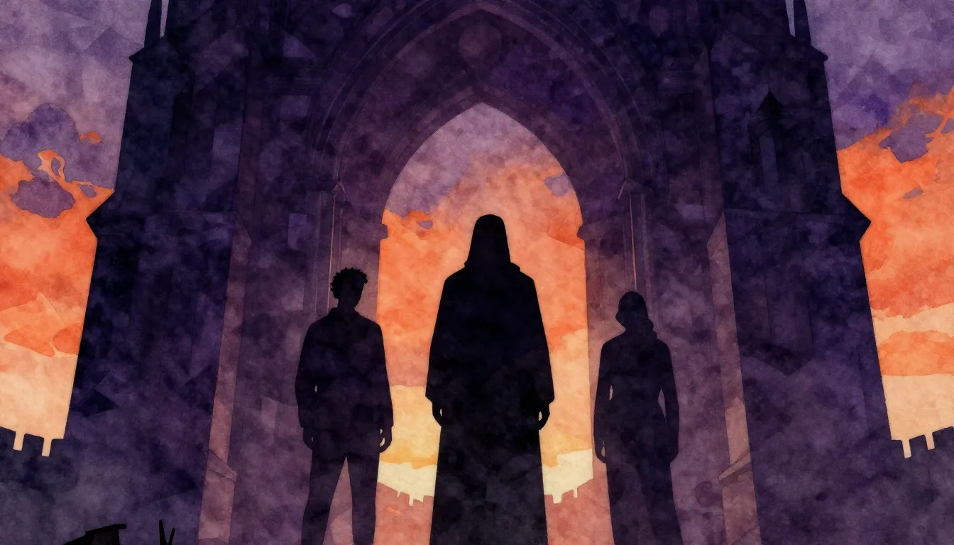 Watercolor style. Abstract silhouettes of three distinct fig...