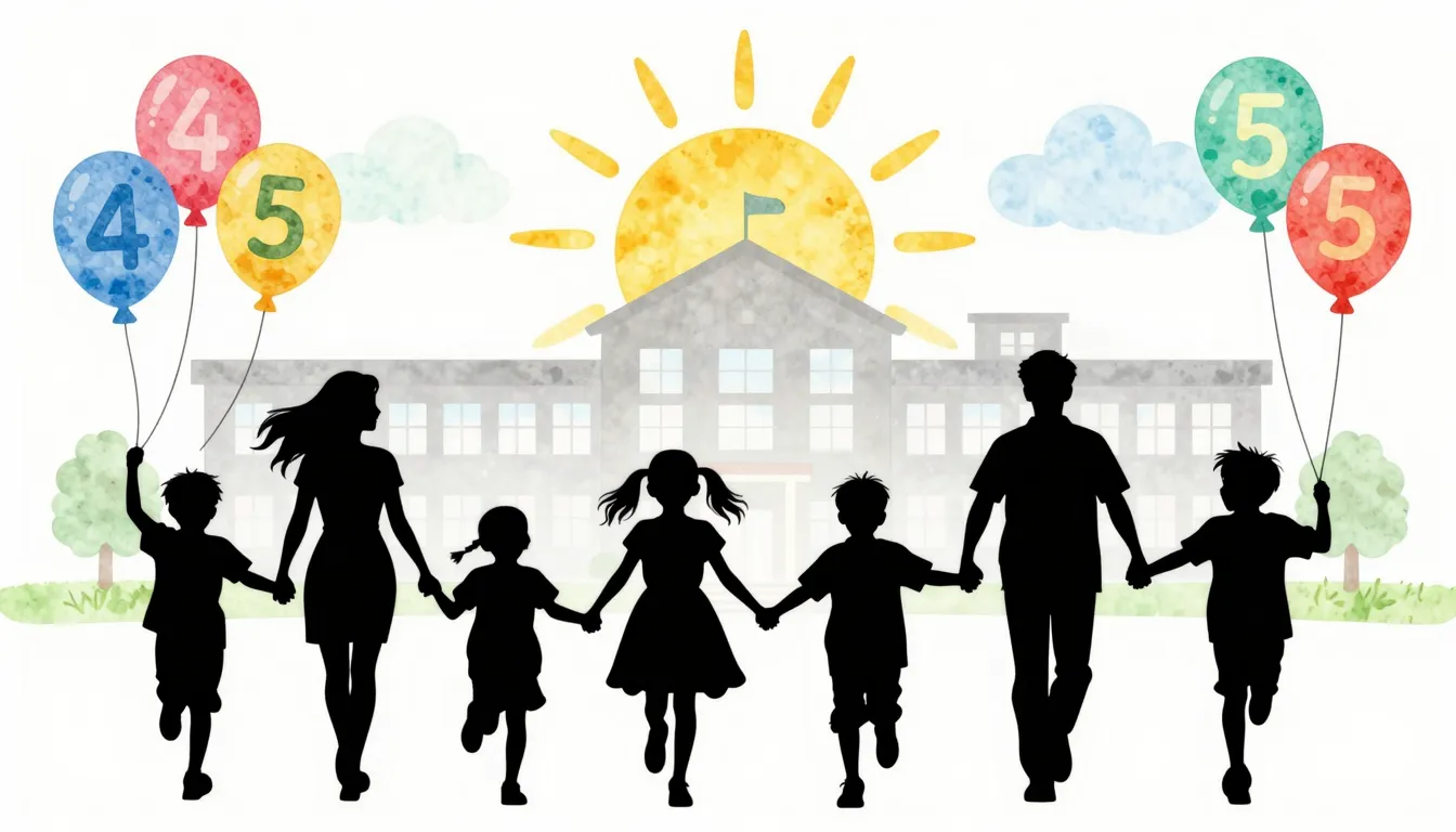 Watercolor style. Silhouettes of children and adults holding...