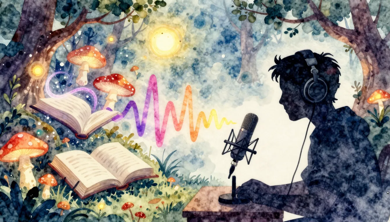Watercolor style. A silhouette of a person wearing headphone...