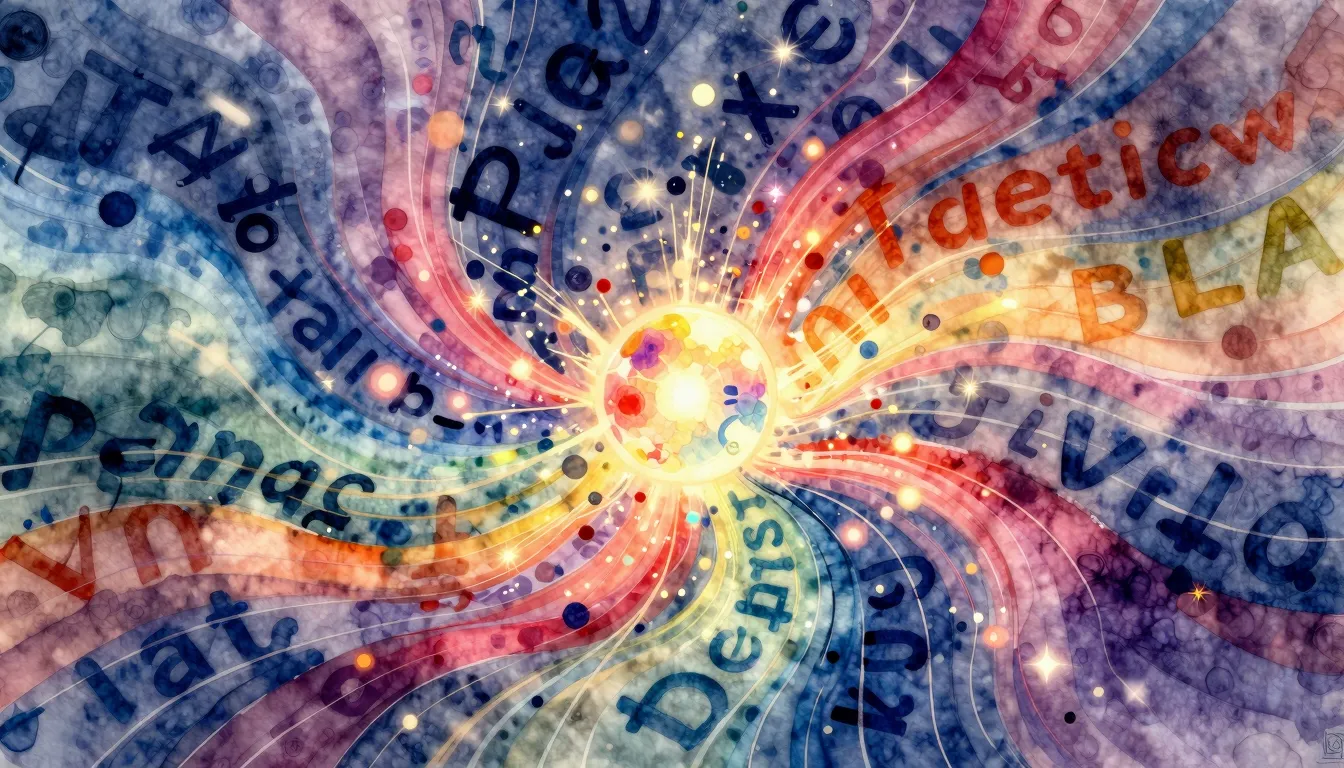 Watercolor style. A vibrant digital landscape with flowing s...