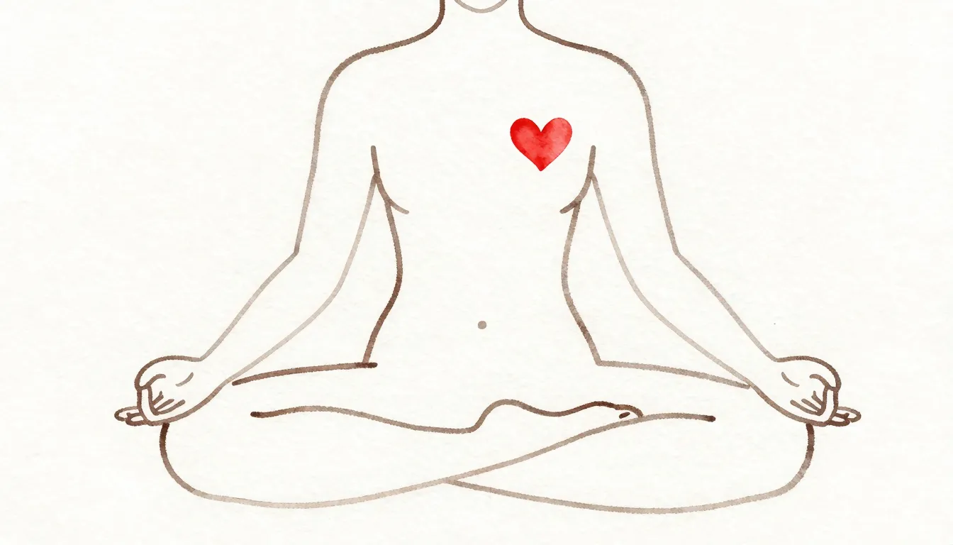 Watercolor style. Abstract contour drawing of a calm meditat...