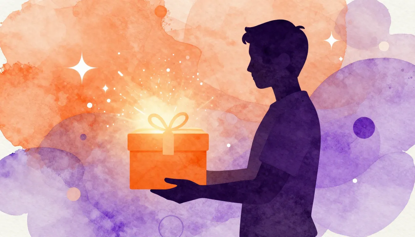 Watercolor style. A minimalist silhouette of a person holdin...