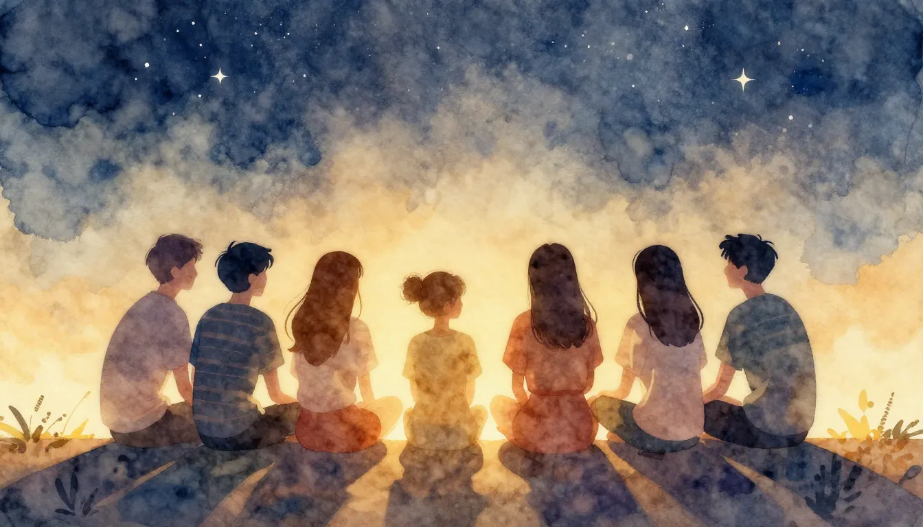 Watercolor style. Abstract cozy atmosphere, warm golden ligh...