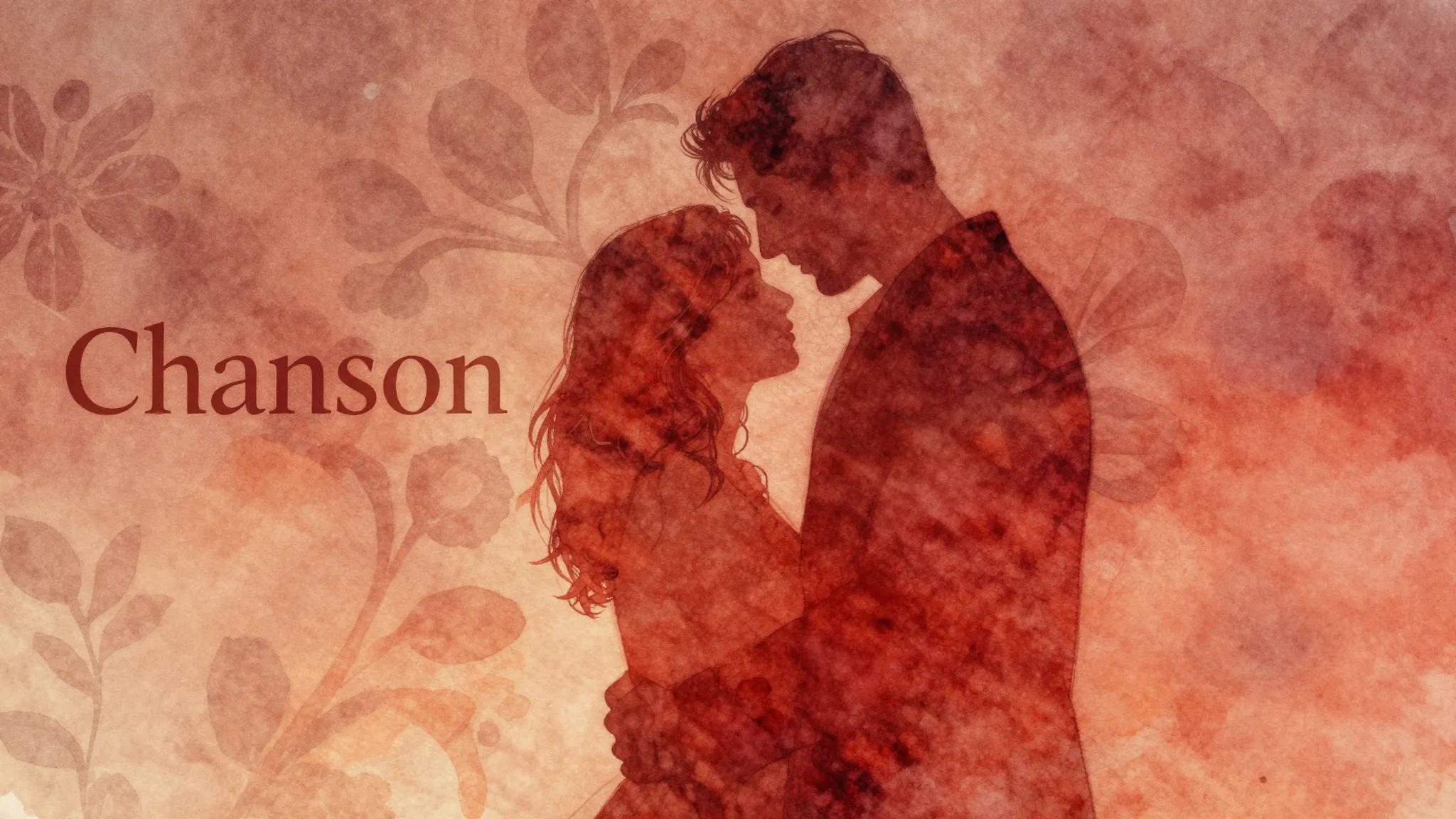 Vibrant watercolor style. Chanson album cover. Romantic, ten...