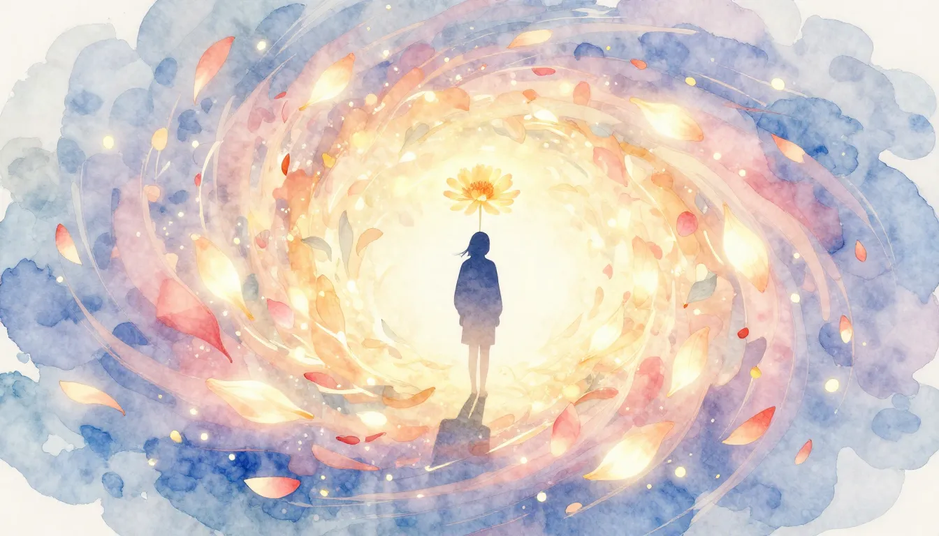 Watercolor style. A minimalist silhouette of a figure standi...