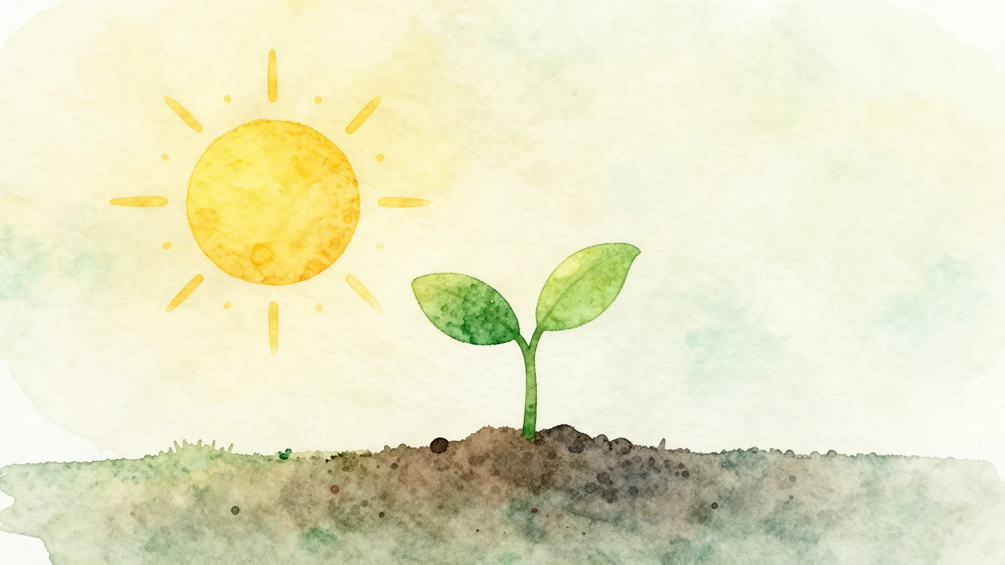 Watercolor style. A stylized silhouette of a small green spr...