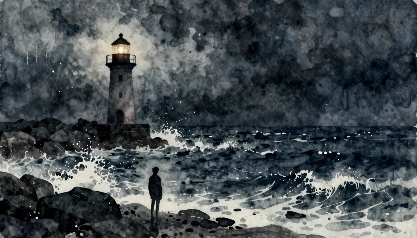 Vibrant watercolor style. Dark, melancholic alternative rock...