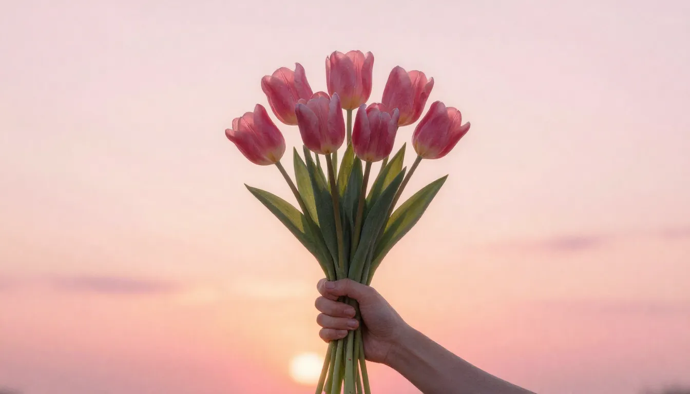 Watercolor style. A silhouette of a hand holding a delicate ...