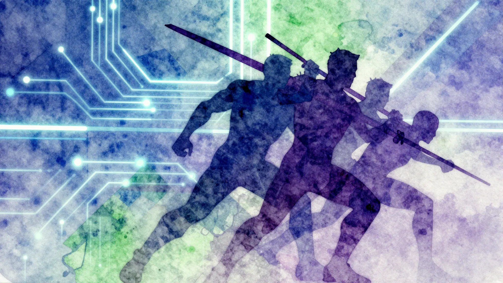 Vibrant watercolor style. Urban Electro album cover: sleek, ...