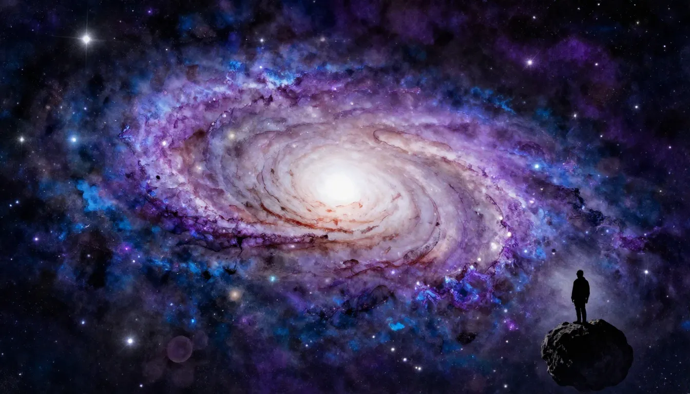 Watercolor style. A majestic spiral galaxy Andromeda glowing...
