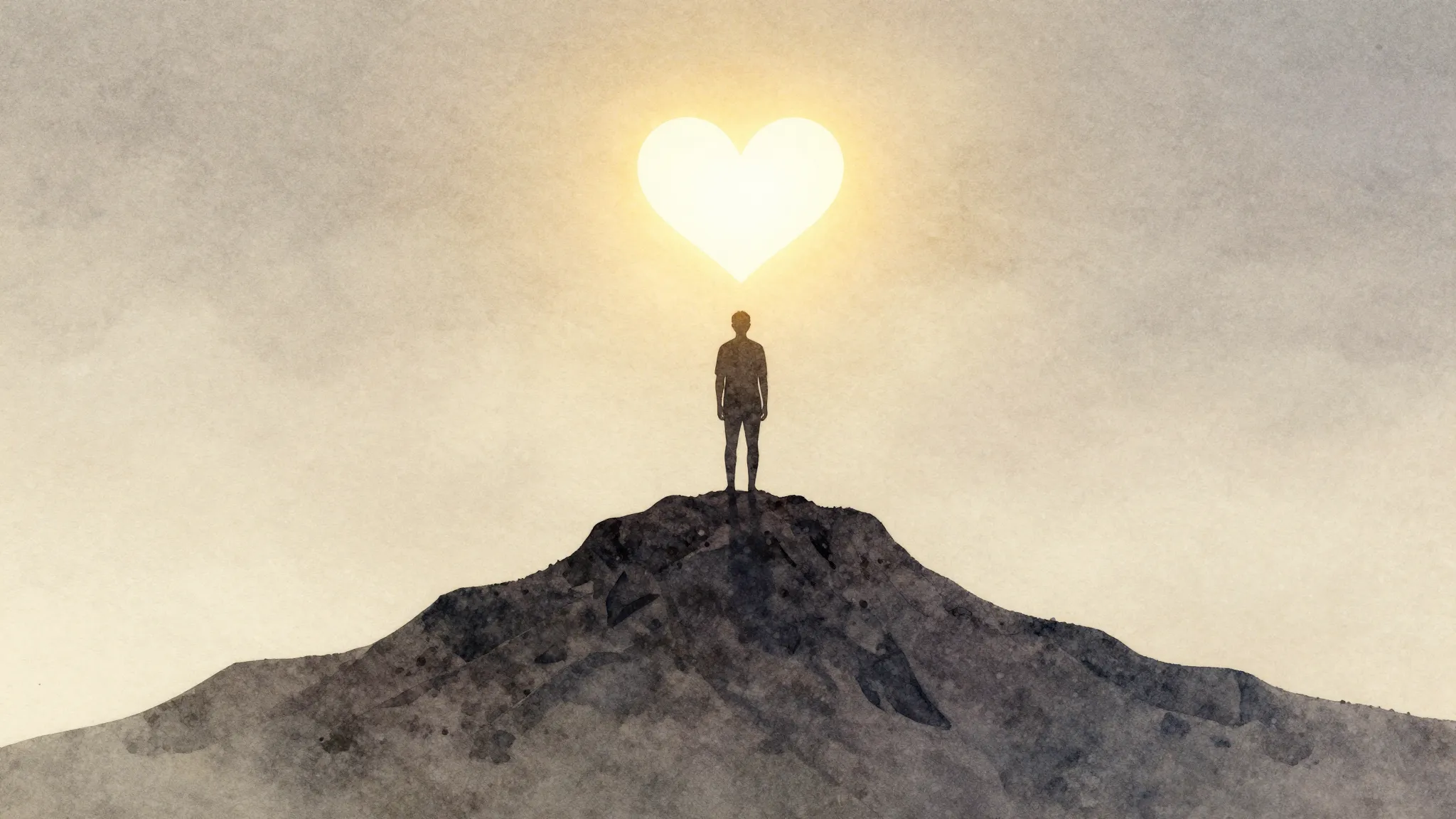 Watercolor style. A minimalist silhouette of a person standi...