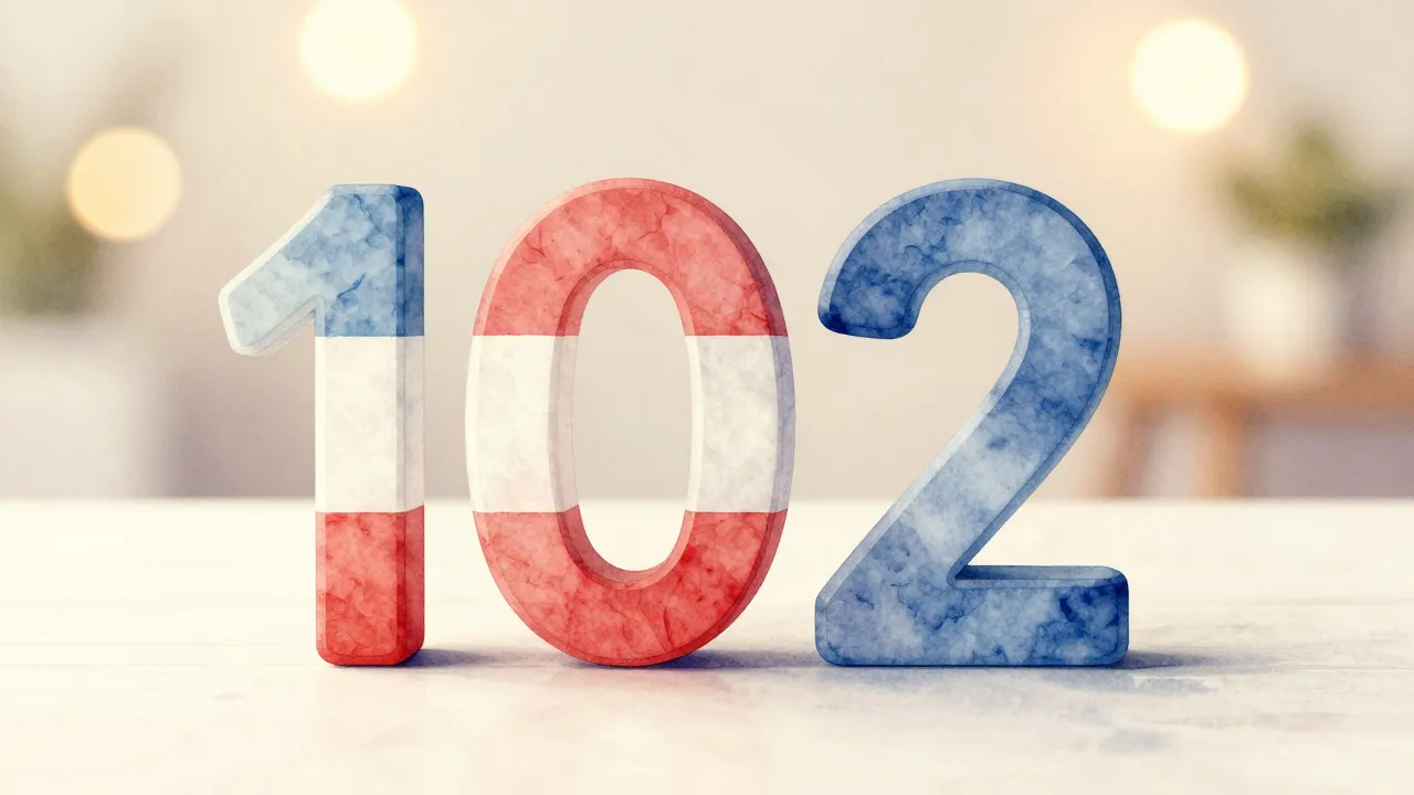 Watercolor style. A stylized 3D number 102 standing on a cle...