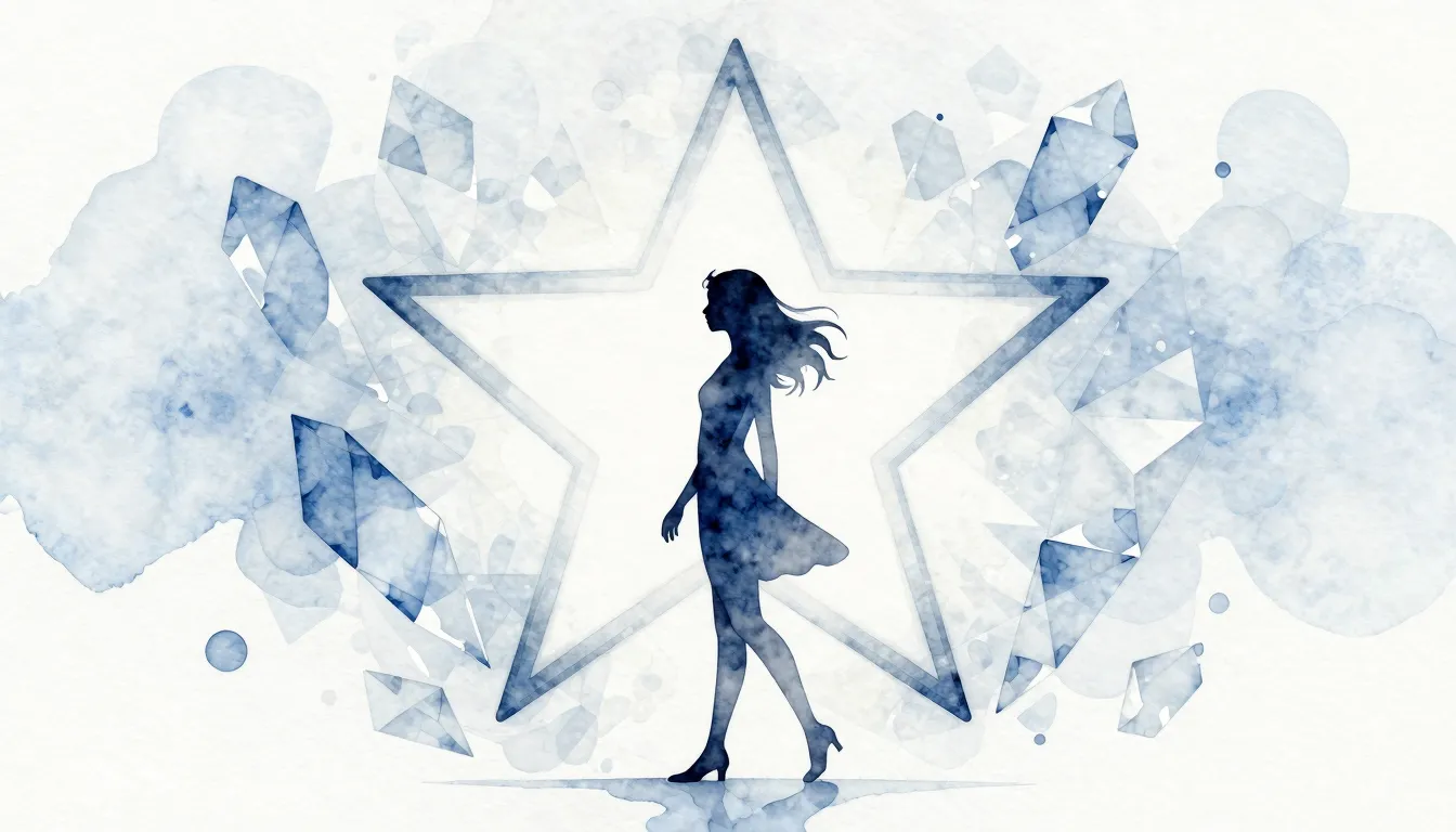 Watercolor style. A graceful female silhouette walking towar...