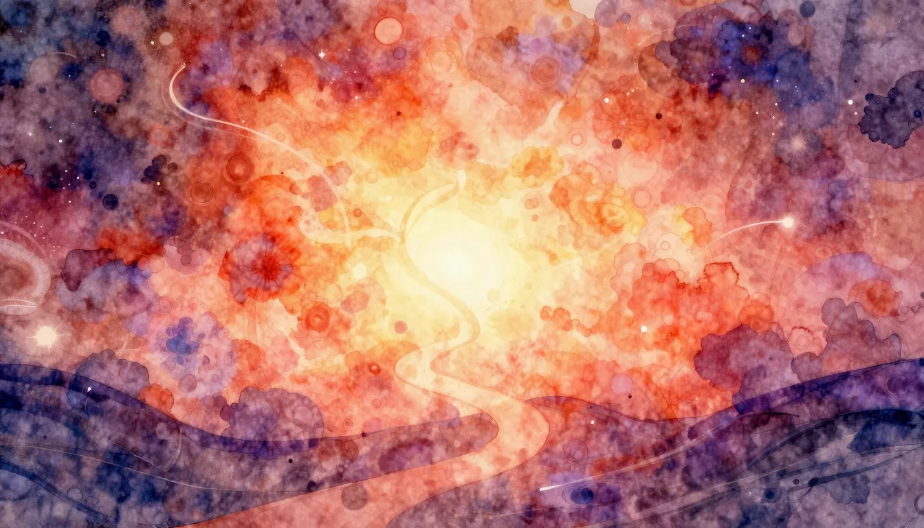 Vibrant watercolor style. Ambient electronic album cover. Ab...