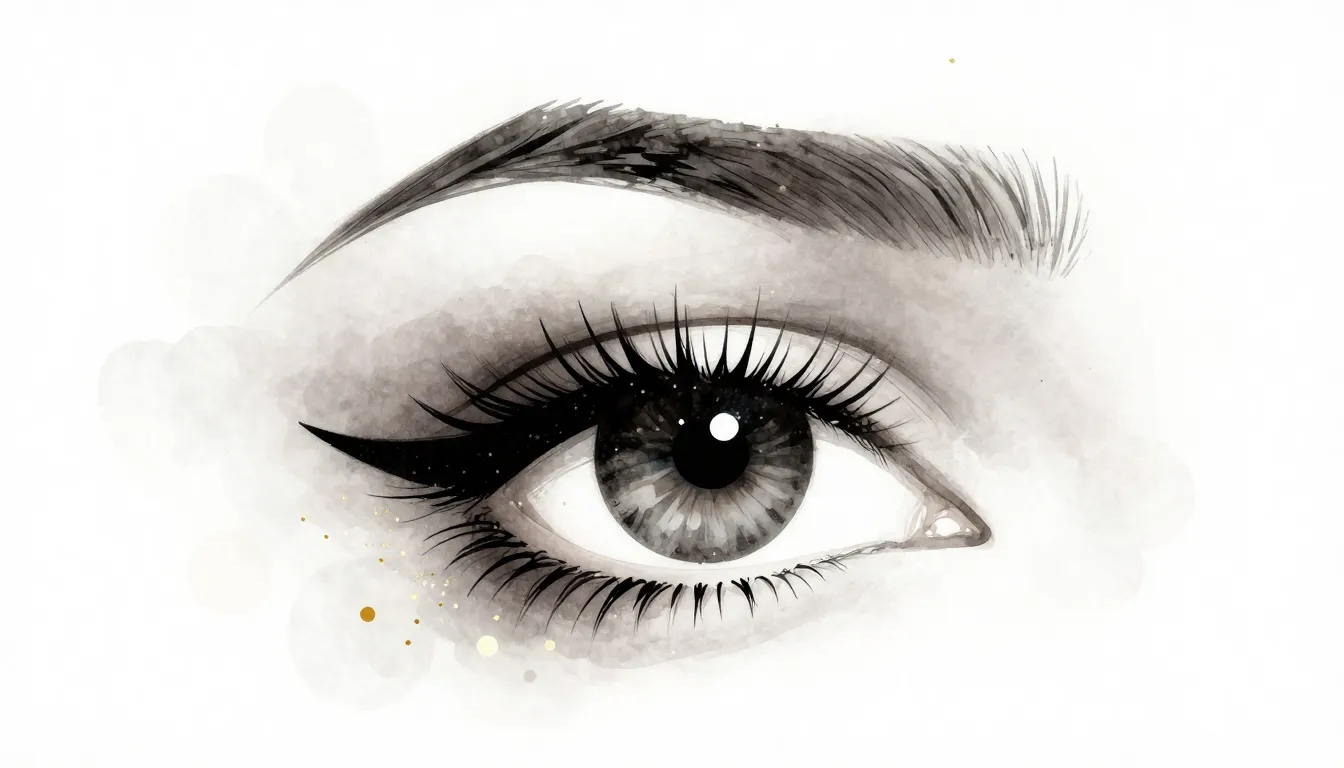 Watercolor style. Close-up stylized silhouette of an eye wit...