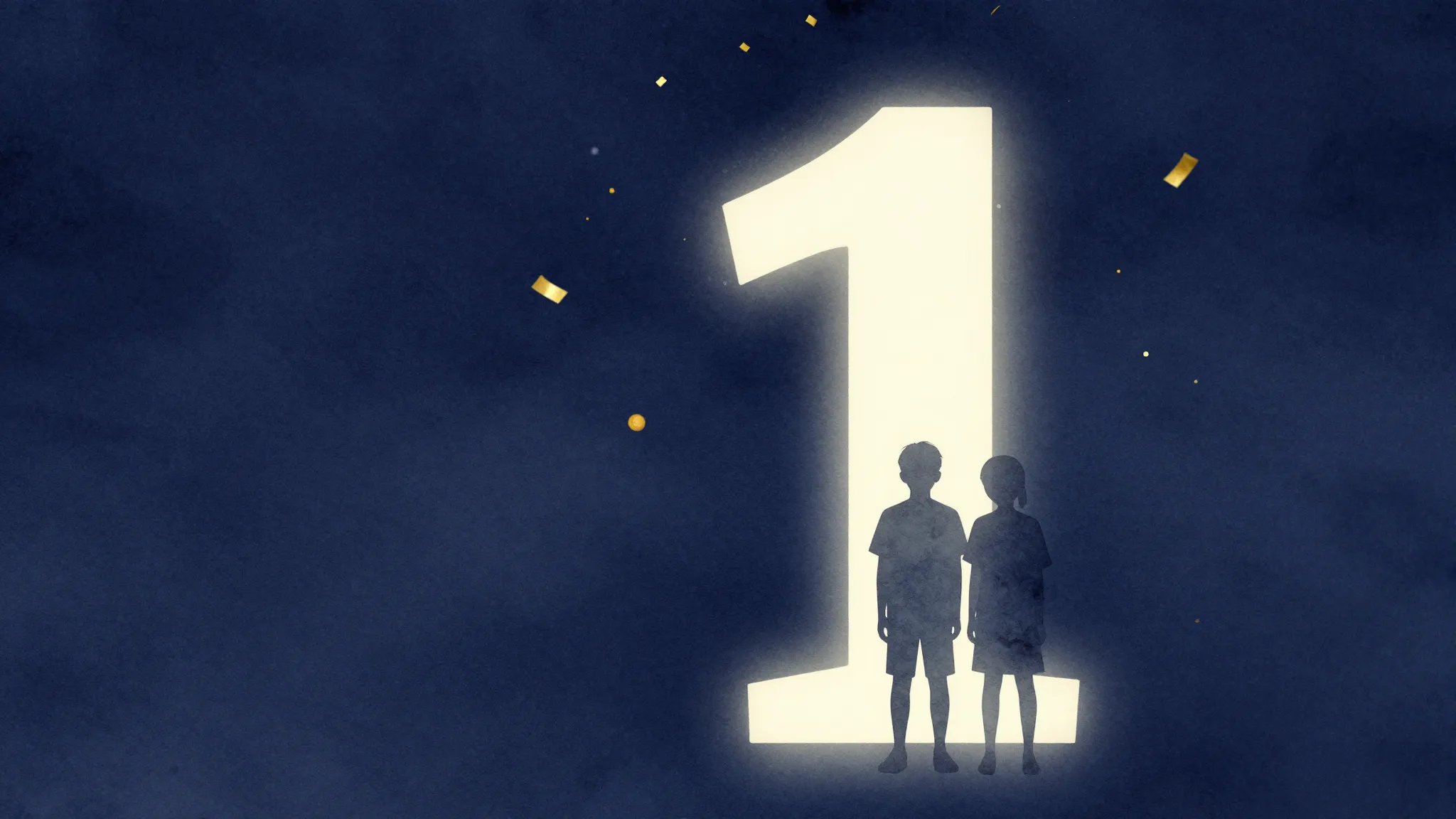 Watercolor style. Silhouette of two brothers standing side b...
