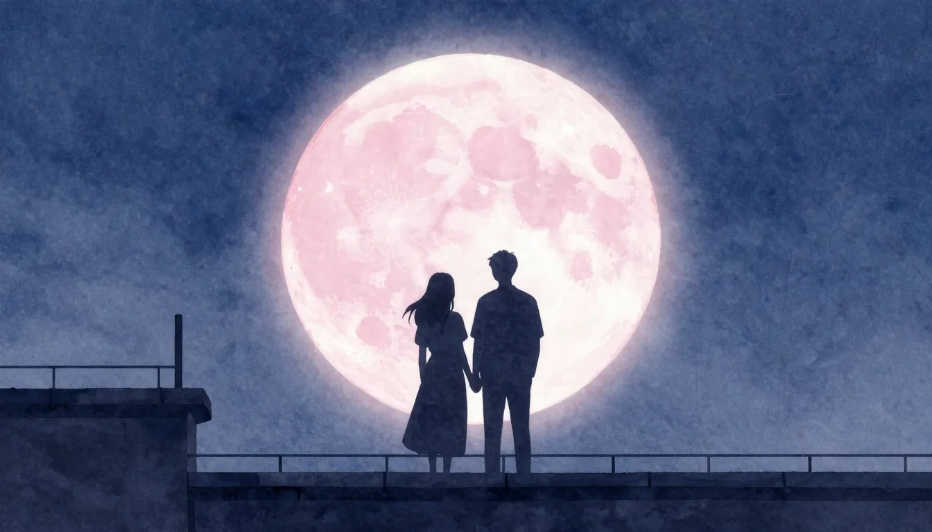 Watercolor style. Two silhouettes of a couple standing on a ...