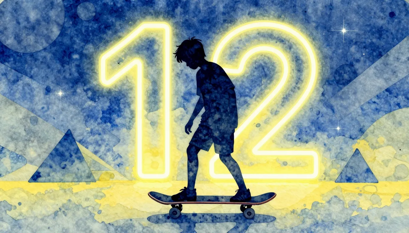 Watercolor style. A silhouette of a young boy standing on a ...