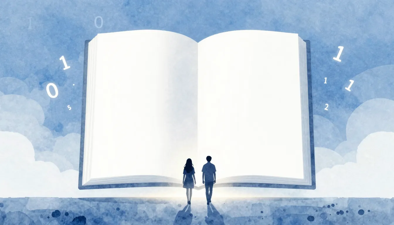 Watercolor style. Silhouette of two figures walking towards ...