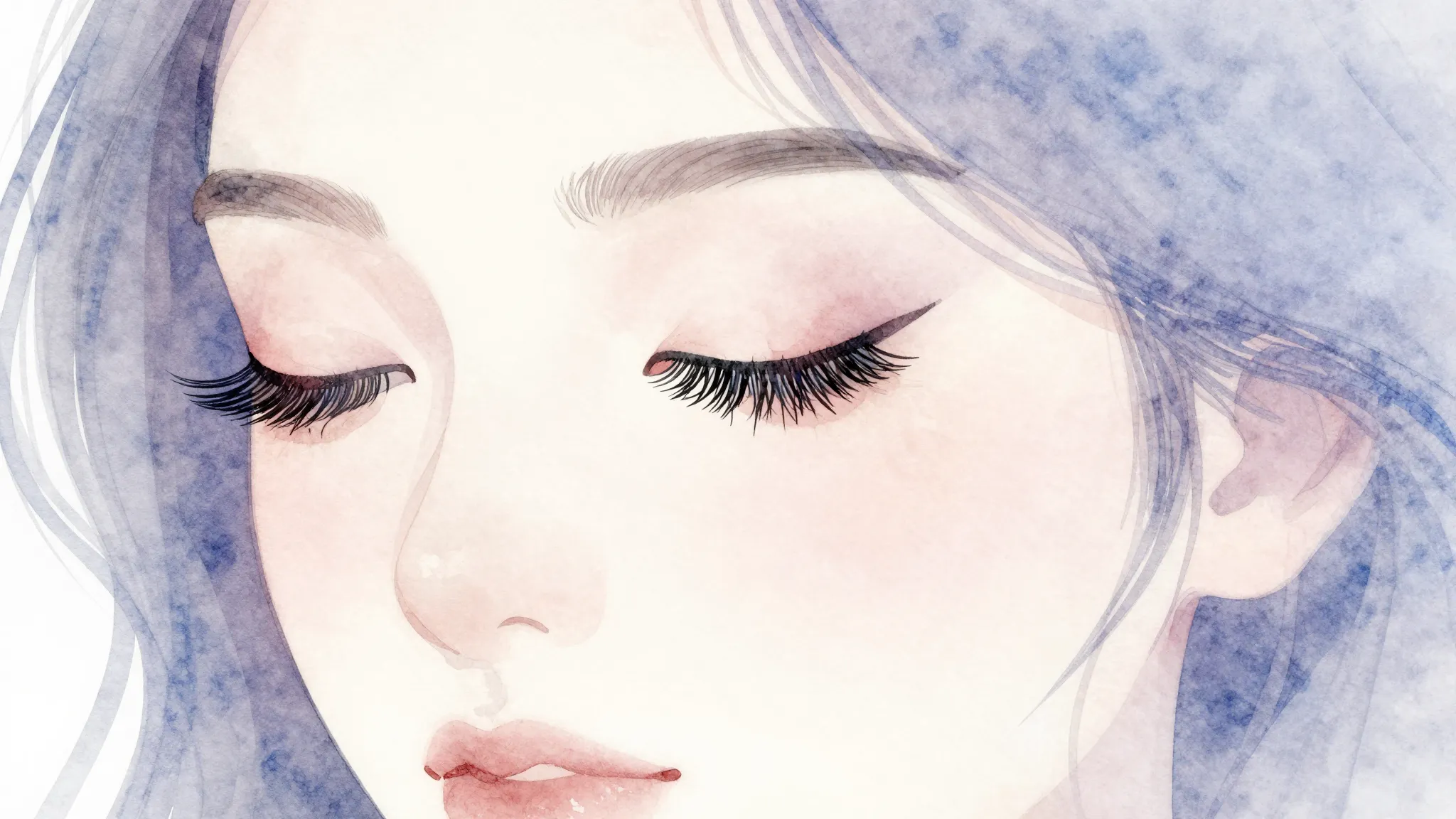 Watercolor style. Stylized silhouette of a face with emphasi...