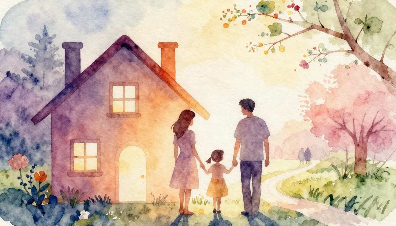 Vibrant watercolor style. A romantic, nostalgic, and heartwa...