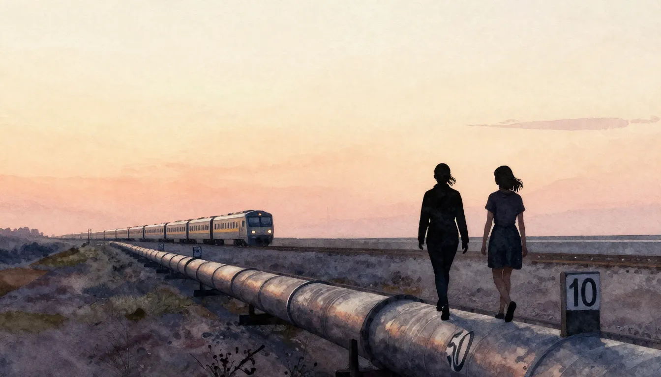 Watercolor style. Silhouette of two female figures walking a...