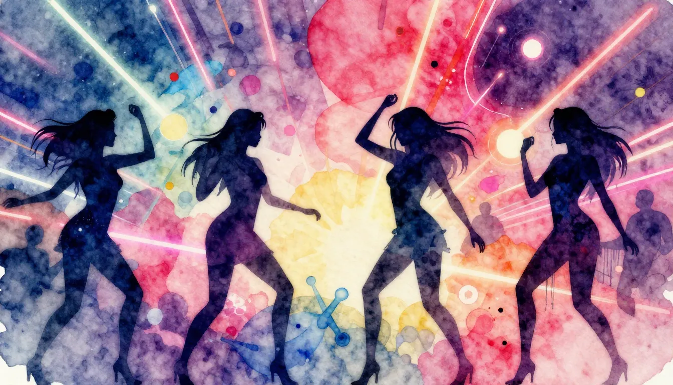 Vibrant watercolor style. Electronic music album cover. Vibr...