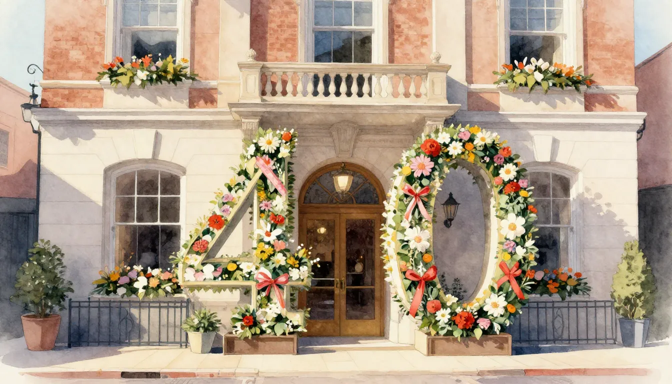 Watercolor style. A cozy museum building with a festive atmo...