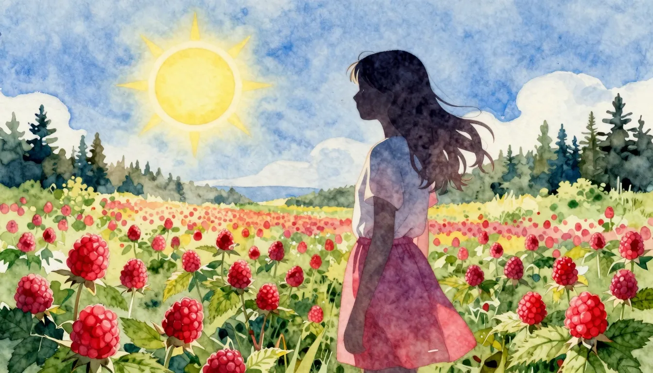 Watercolor style. A silhouette of a teenage girl standing in...
